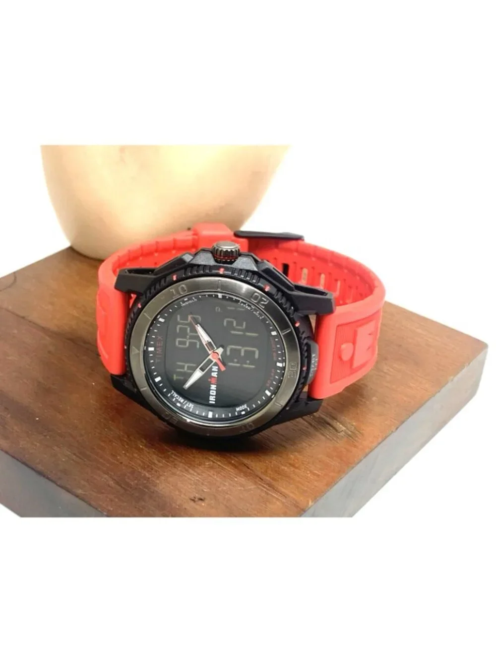 Timex Men's Watch TW5M55000 Ironman Quartz Sport Red Black Rubber Band 46mm